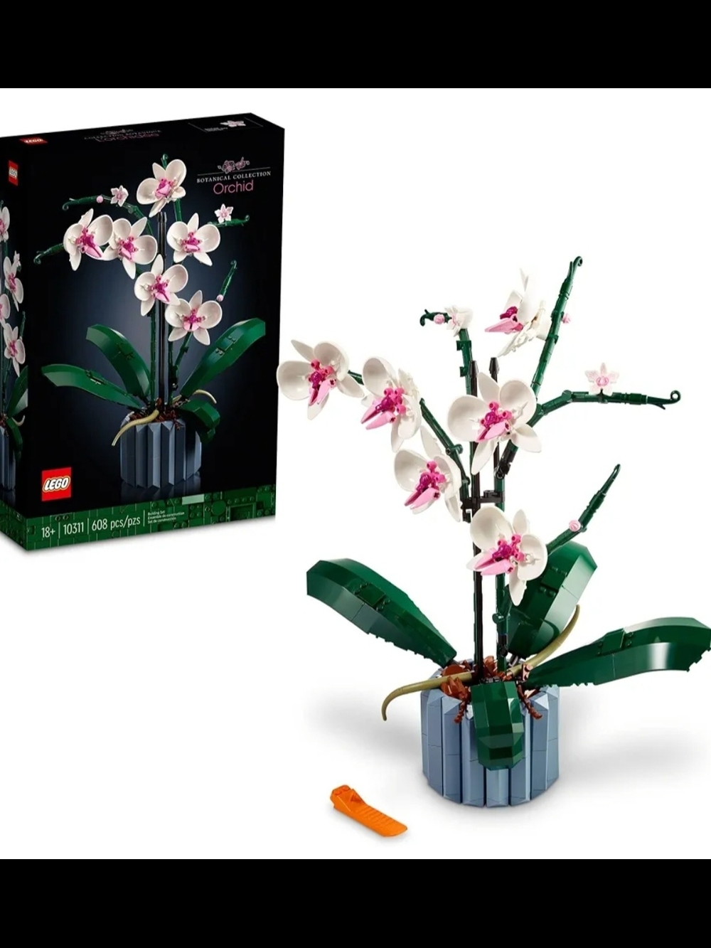 LEGO White and Pink Orchid Plant Set - Decorative Home Office Display